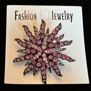Pink rhinestone brooch